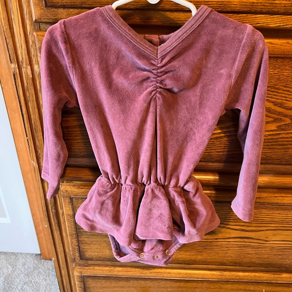 Kate Quinn velour skirted onesie